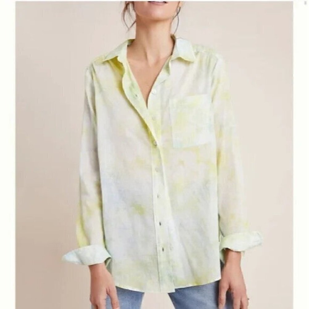 Pilcro and the Letterpress the Cate Classic Tie-Dye Button Down Shirt Medium